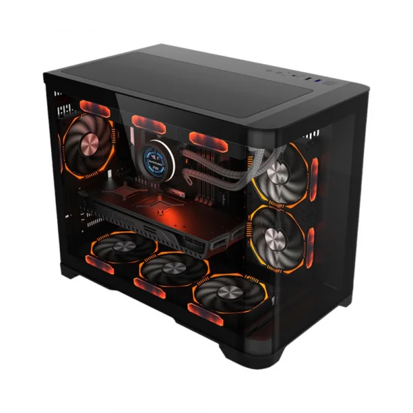 Gabinete Liketec Gamer Madness Preto com Kit Fan Vidro Curvo