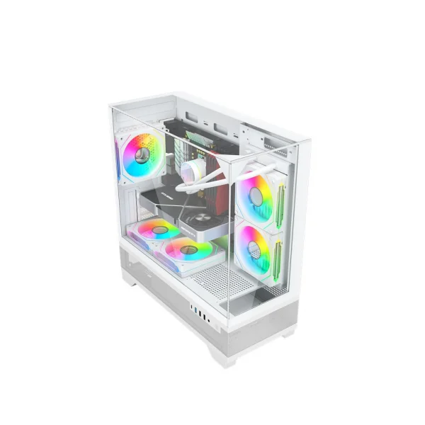 Gabinete Liketec Gamer Mahal Snow Branco com Kit Fan Cubo Disign