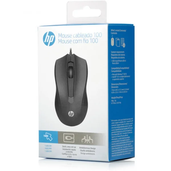 Mouse USB HP 100 Classic Preto 6VY96AA