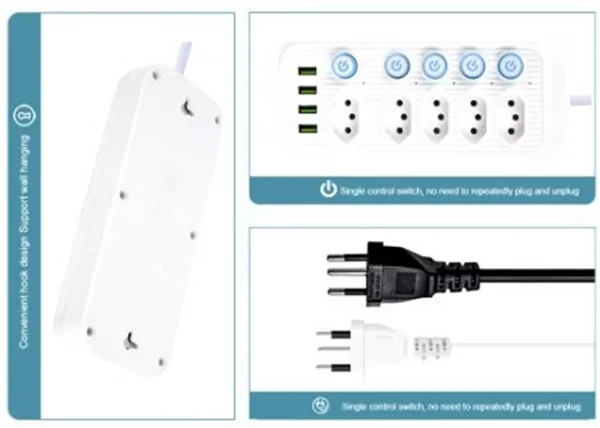 Filtro de Linha 8 Tomadas Torre + 3 USB + 1 USB-C com chave liga e desliga Flex Gold XC-FL8