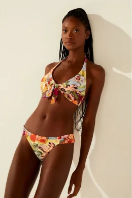 BIQUINI SUTIA ALONGADO ORQUIDEA LISTRAD AMARELO/YELLOW