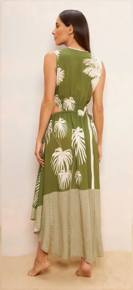 VESTIDO LONGO ASSIMETRICO C/FENDA ILHA PRASLIN