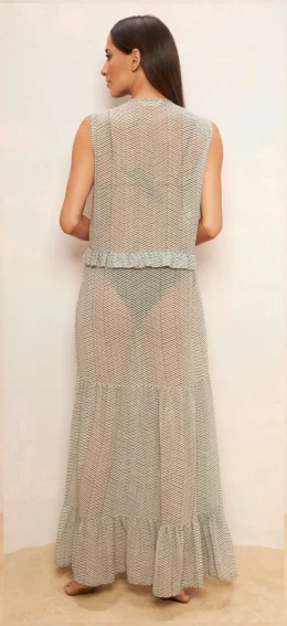 VESTIDO LONGO NA TRANSPARENCIA SEM MANGA ILHA PRASLIN