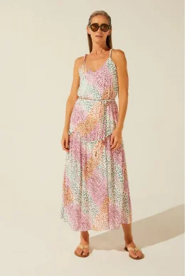 VESTIDO LONGO POA ESCAMAS E3950A1159 OFF WHITE