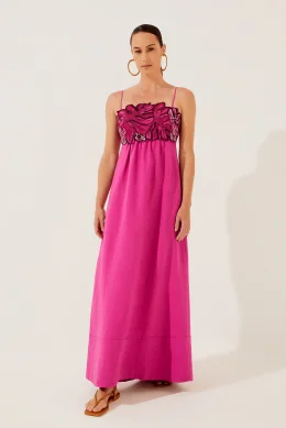 VESTIDO MIDI FOLHAS BORDADO E4098A1274 VESTIDO MIDI FOLHAS BORDADO E4098A1274