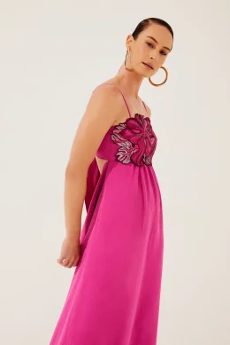 VESTIDO MIDI FOLHAS BORDADO E4098A1274 VESTIDO MIDI FOLHAS BORDADO E4098A1274