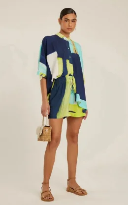 SHORT COS ELASTICO BLEUE