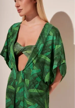CAPA KIMONO CURTO FOLHAGEM TROPICAL E3829A18VERDE