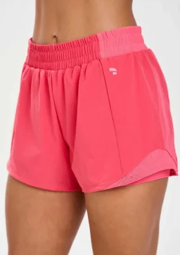SHORTS SOBREPOSTO COM RECORTES DE TULE ROSA CAMELIA