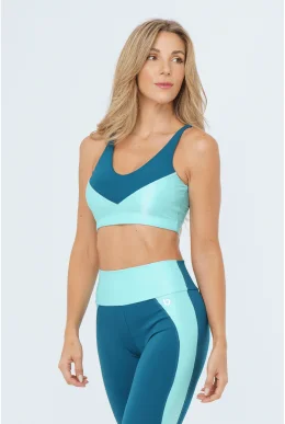TOP FITNESS LYNX VERDE PETROLEO/AZUL AGUA MARINHA