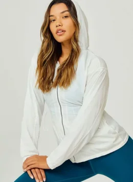 JAQUETA ALONGADA ZIPER REFLETIVO C/CAPUZ BRANCO