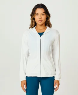 JAQUETA ALONGADA ZIPER REFLETIVO C/CAPUZ BRANCO