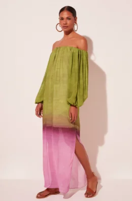 VESTIDO LONGO LISTRAS DEGRADE ROXO/PURPLE