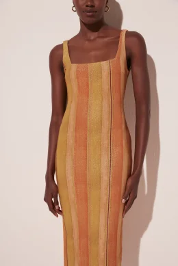 VESTIDO MIDI LISTRA PINCELADA