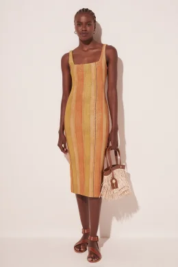 VESTIDO MIDI LISTRA PINCELADA