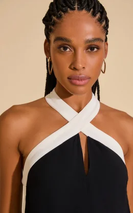 VESTIDO BICOLOR PRETO