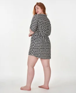 CHEMISE MANGA CURTA PRETO E BRANCO PLUS