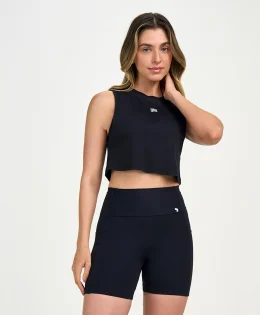 REGATA CROPPED REFLETIVOS PRETO ROSA