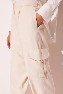 CALCA RETA SAL BEGE CARGO ALFAITARIA