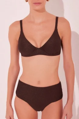 BIQUINI CALCINHA LATERAL LARGA DAMASCO MARROM