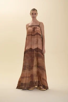 VESTIDO LONGO ALA FINA ILHA SICLIA MARROM