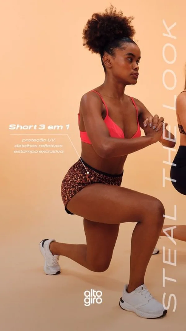 SHORTS 3 EM 1 ESPORTE ONCA-PINTADA ONCA-PINTADA