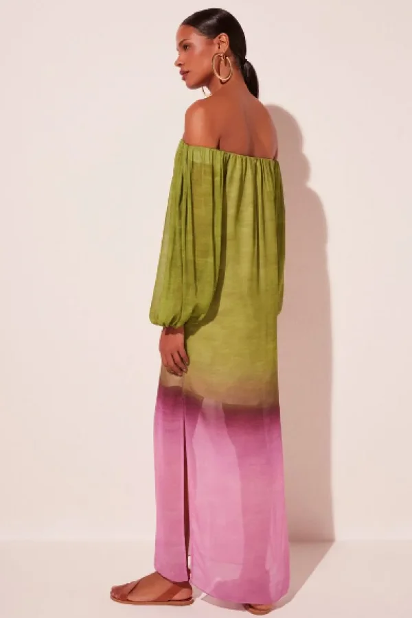 VESTIDO LONGO LISTRAS DEGRADE ROXO/PURPLE