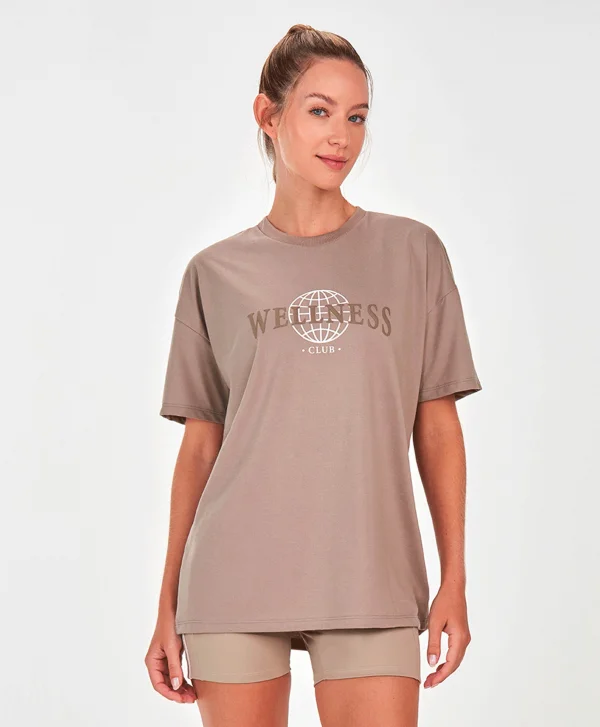 T-SHIRT OVERSIZED WELLNESS BEGE CASTANHO