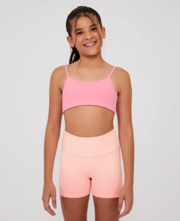 TOP DE ALCINHA DUPLA FACE KIDS PESSEGO ROSADO