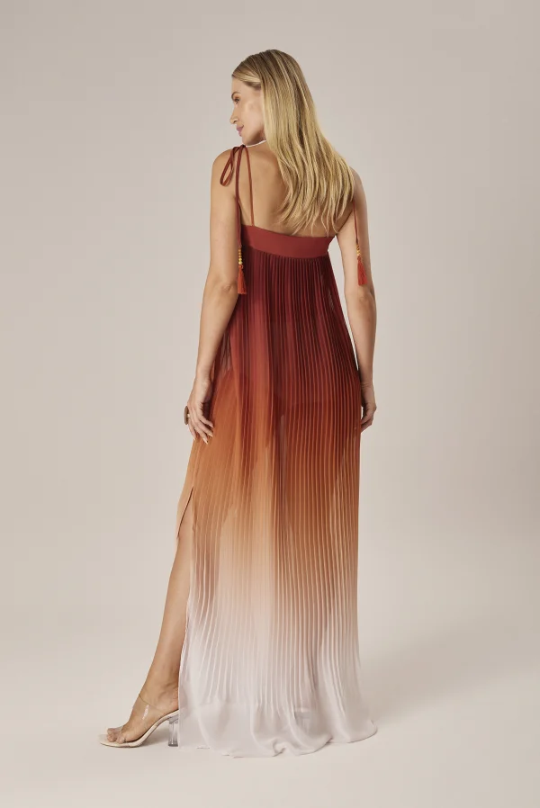 VESTIDO LONGO DEGRADÊ PLISSADO