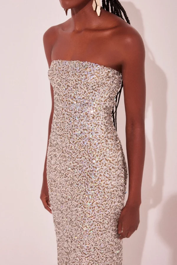 VESTIDO MIDI HOLOGRAFICO PAETE