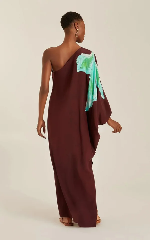 VESTIDO UM OMBRO SEDA DRACENA