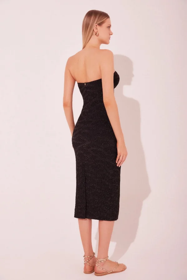 VESTIDO MIDI TEXTURA PRETO