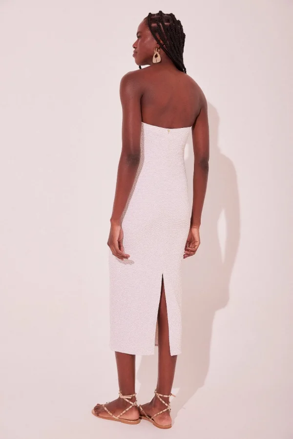 VESTIDO MIDI FLOCOS OFF WHITE
