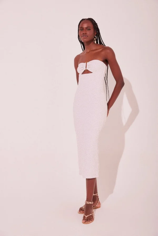 VESTIDO MIDI FLOCOS OFF WHITE