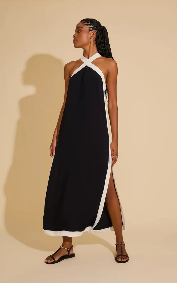 VESTIDO BICOLOR PRETO