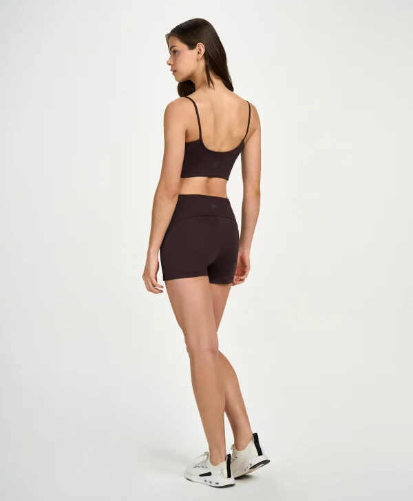 SHORTS COM BOLSO E GALAO DE TULE MARROM INTENSO