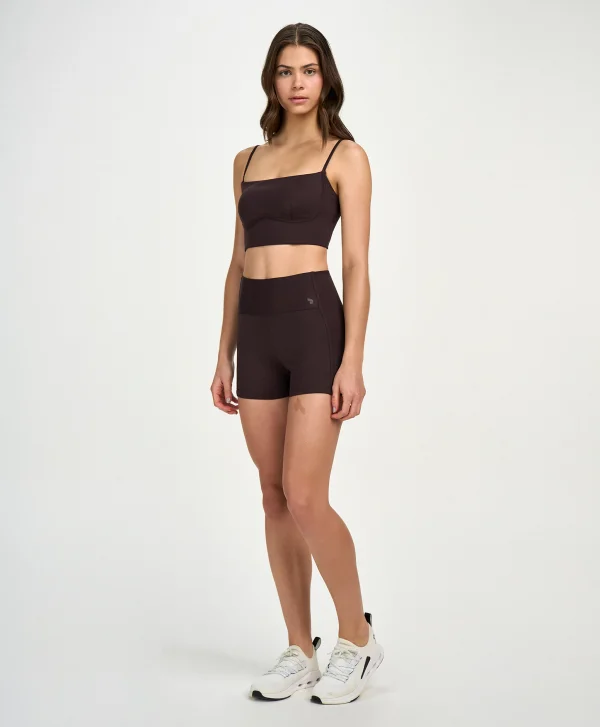 SHORTS COM BOLSO E GALAO DE TULE MARROM INTENSO