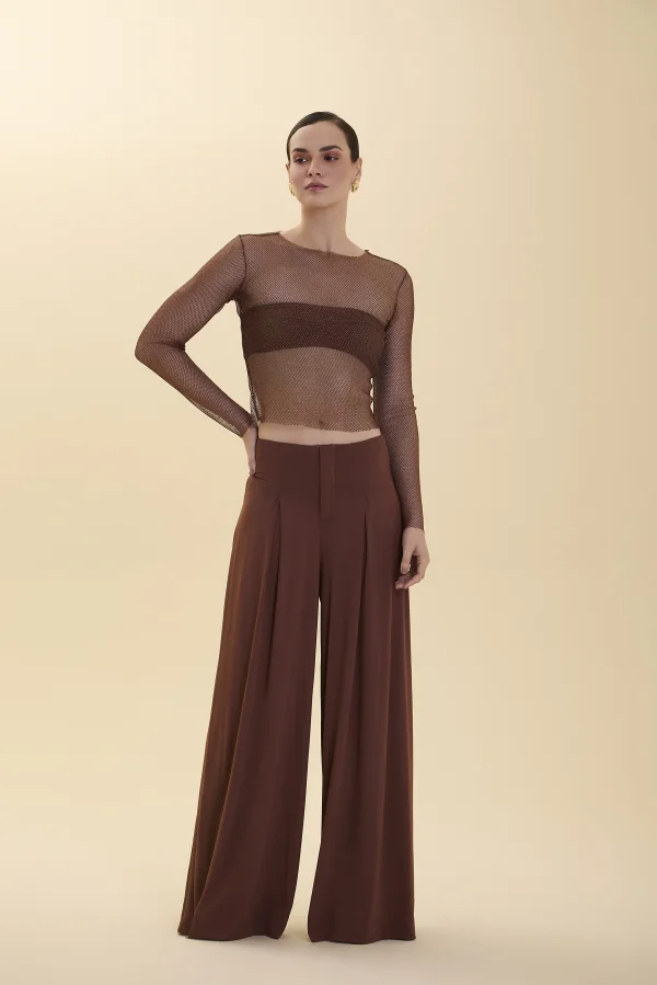 CALA PANTALONA C/PENCE E ZPER MARROM CAPUCCINO