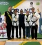  da esquerda para a direita: Matheus Santiago (4 lugar categoria Kyorugui), Macaulay Naka (1 Poomsae Freestyle individual), Mestre Vitor Souza (tcnico) Ana Lusa Pimentel e Pedro Santiago(1 Poomsae Freestyle mista).