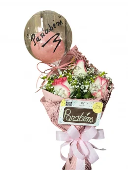 Buque Parabns cor de rosa