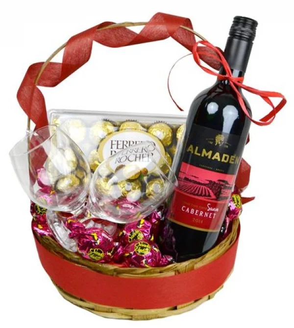 Cesta Vinho e Chocolates