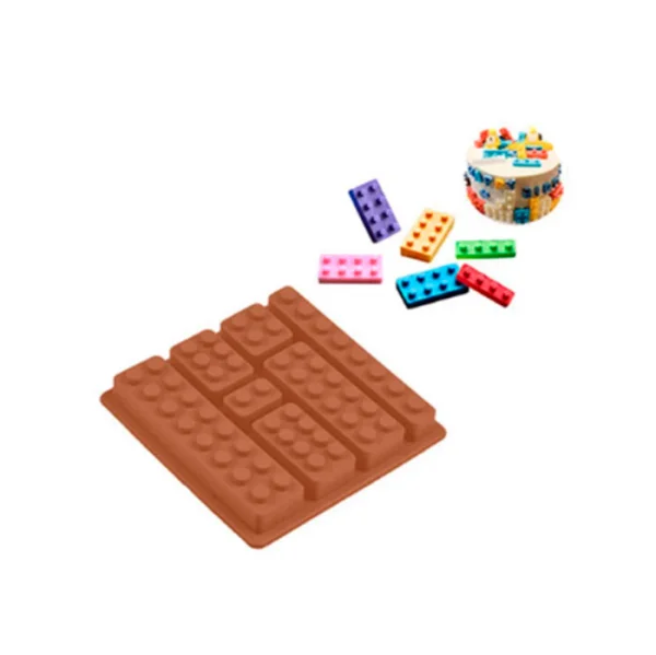 MOLDE EM SILICONE P/CHOCOLATE LEGO (FT138) - SILVER PLASTIC