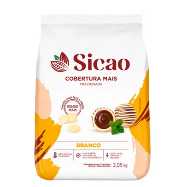 Cobertura em Gotas Sabor Chocolate Branco 'Mais' - 2,05kg - SICAO