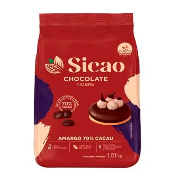 Chocolate em Gotas Nobre  Amargo 70% Cacau - 1,01kg - SICAO