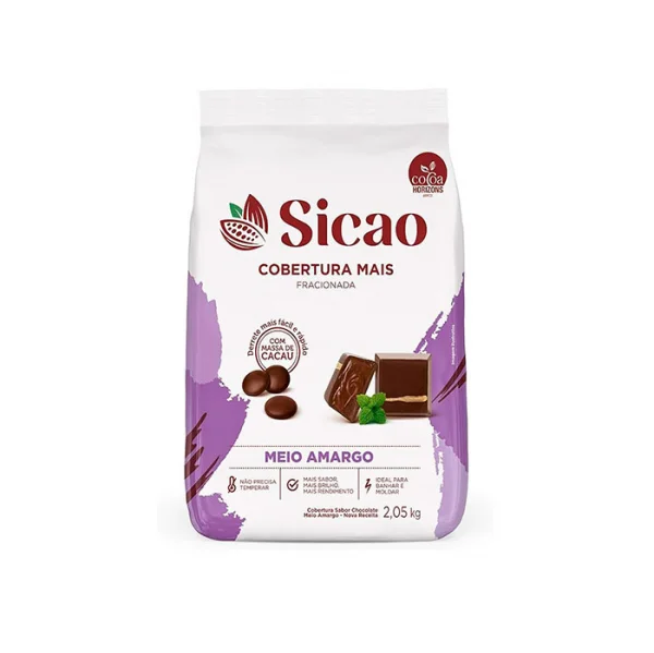Cobertura em Gotas Sabor Chocolate Meio Amargo 'Mais' - 2,05kg - SICAO