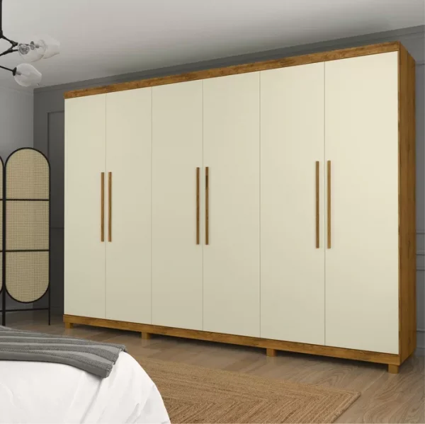 Guarda-Roupa 6 Portas e 4 Gavetas 100% MDF Gelius Absolut Madeirado Off White