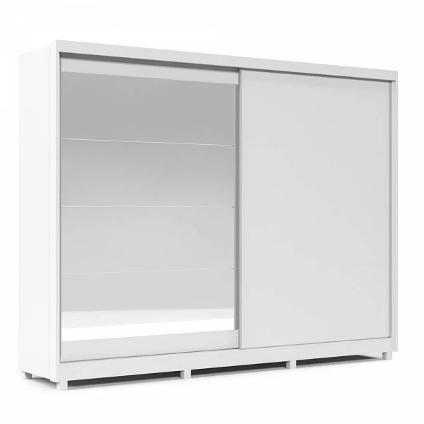 Guarda Roupa 2 Portas com Espelho 100% MDF Apolo Branco Gelius