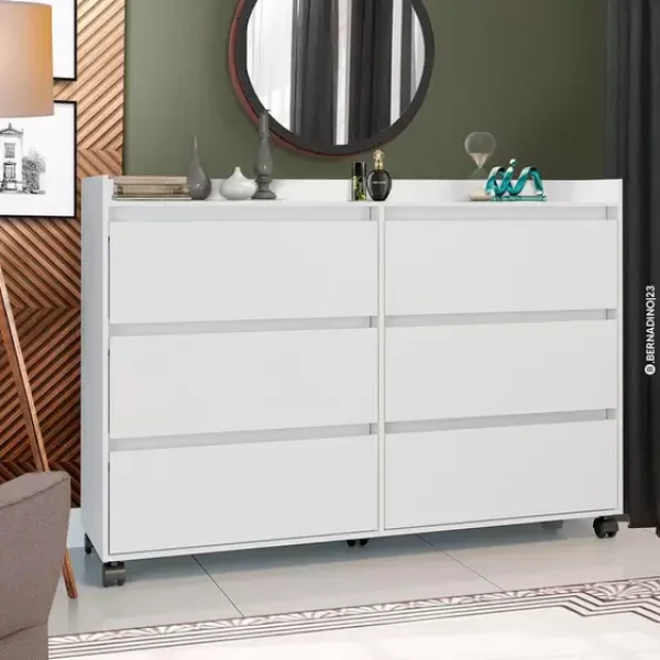 Cômoda 6 Gavetas Prima Branca Moveis