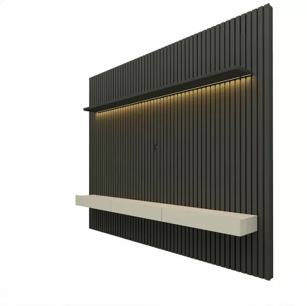 Painel Home Nobre Ripado para TV de até 85 polegadas Grafite/Off White Gelius